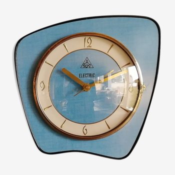 Vintage formica clock silent wall clock "DAM Electric Blue"