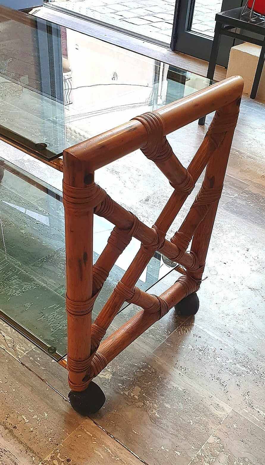 Bamboo coffee table on casters