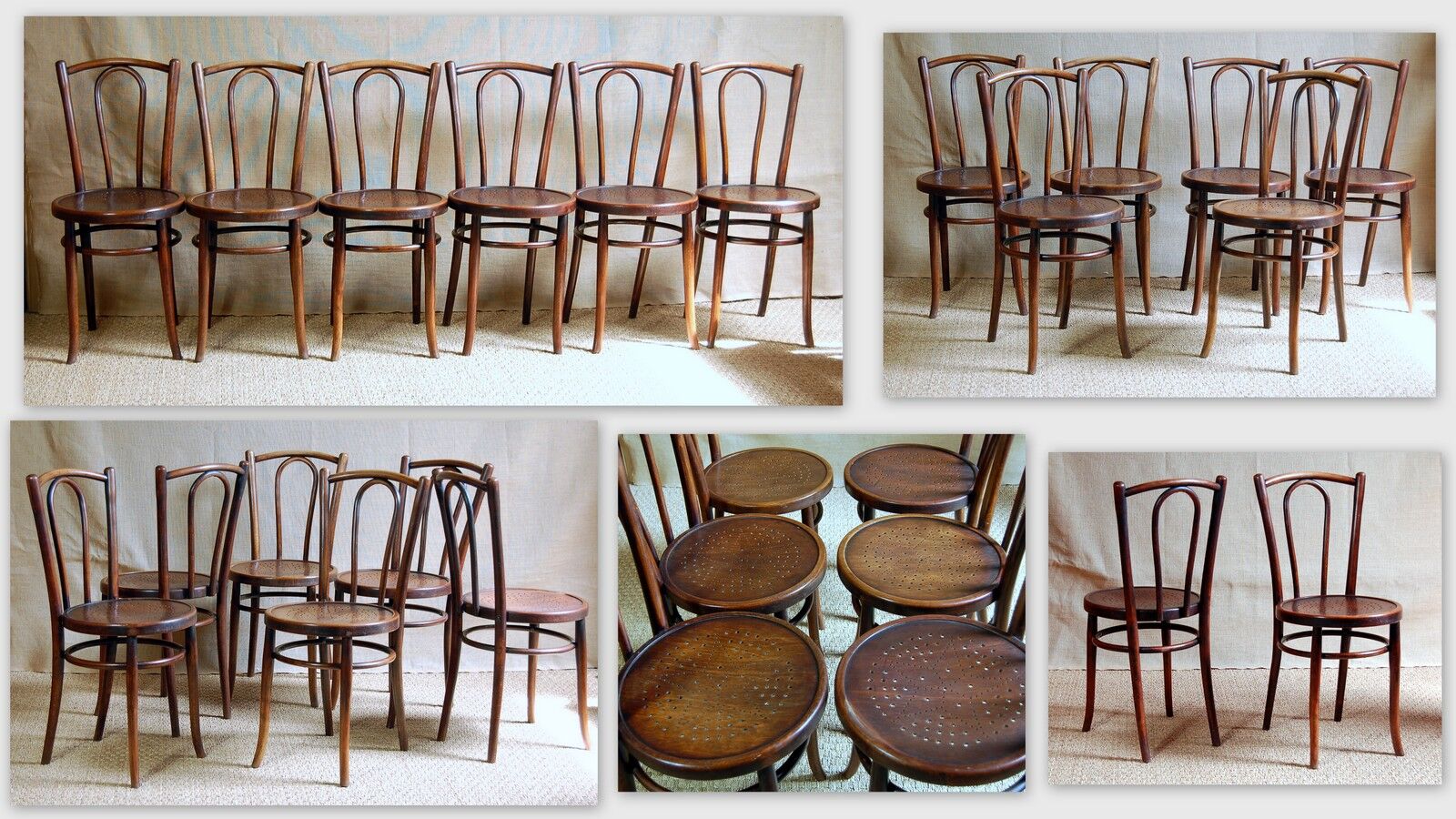 Lot 6 chairs bistro Baumann 1914 ca
