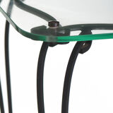 Side table in wrought iron and glass top year 50