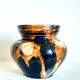 Ceramic vase art nouveau ochre and marine