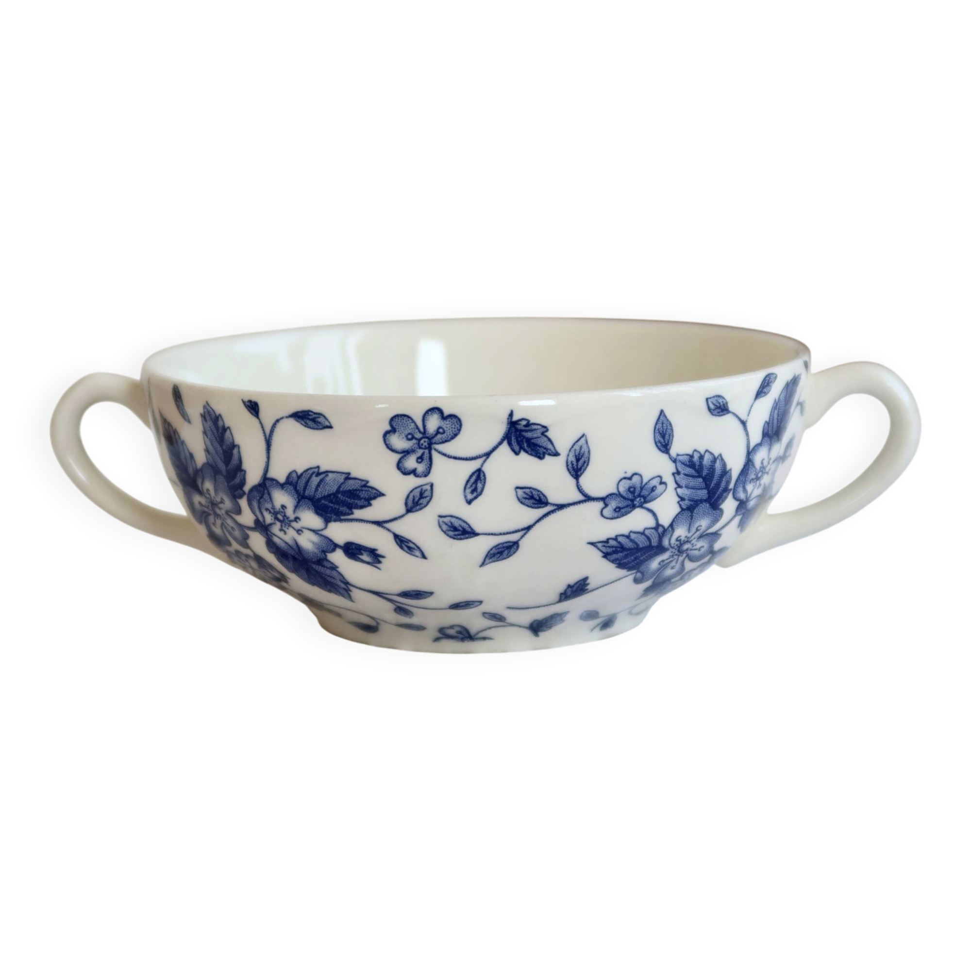 Vintage cup with double handles – Royal Tudor “Bouquet” blue