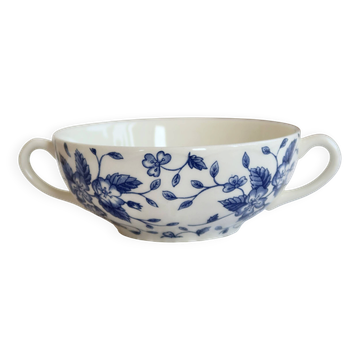 Tasse vintage double anses – Royal Tudor “Bouquet” bleu