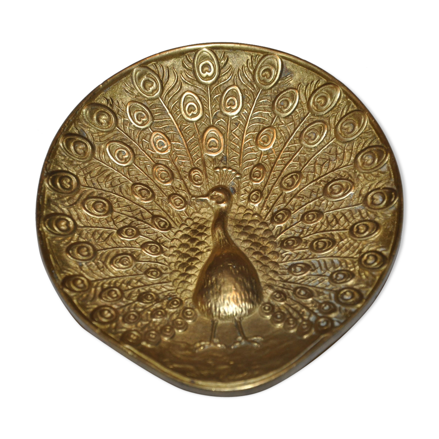Brass pocket with peacock decoration