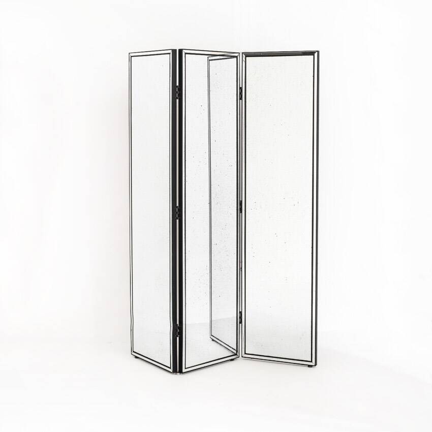 Wooden screens and aged mirror. Three units that can be connected to each other.