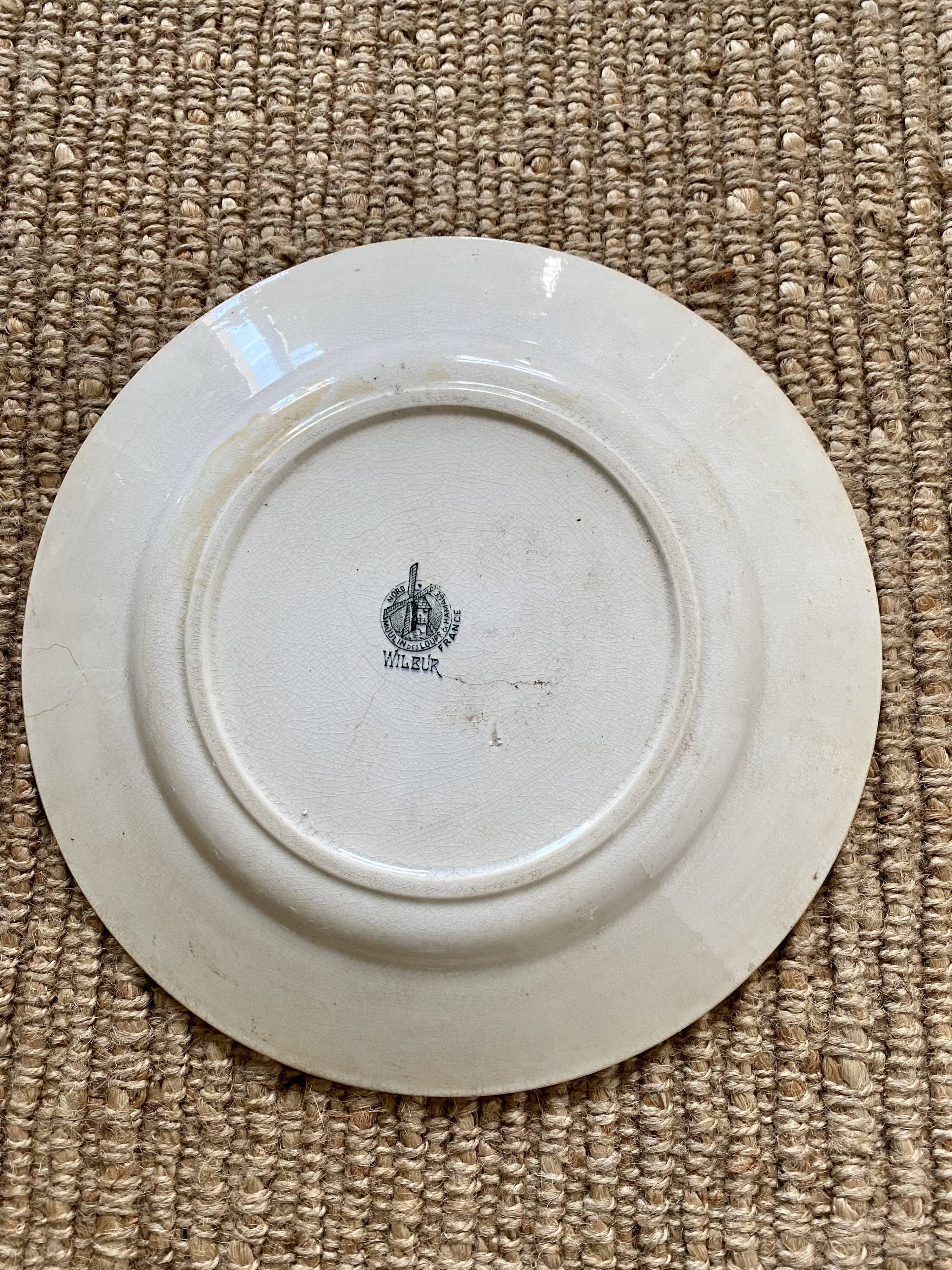 Old earthenware dish Moulin des loups and Hamage