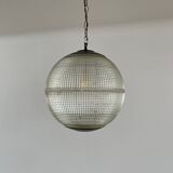 Parisian glass holophane mid-century globe pendant light