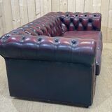 Chesterfield sofa in red leather 3 places from the 70s