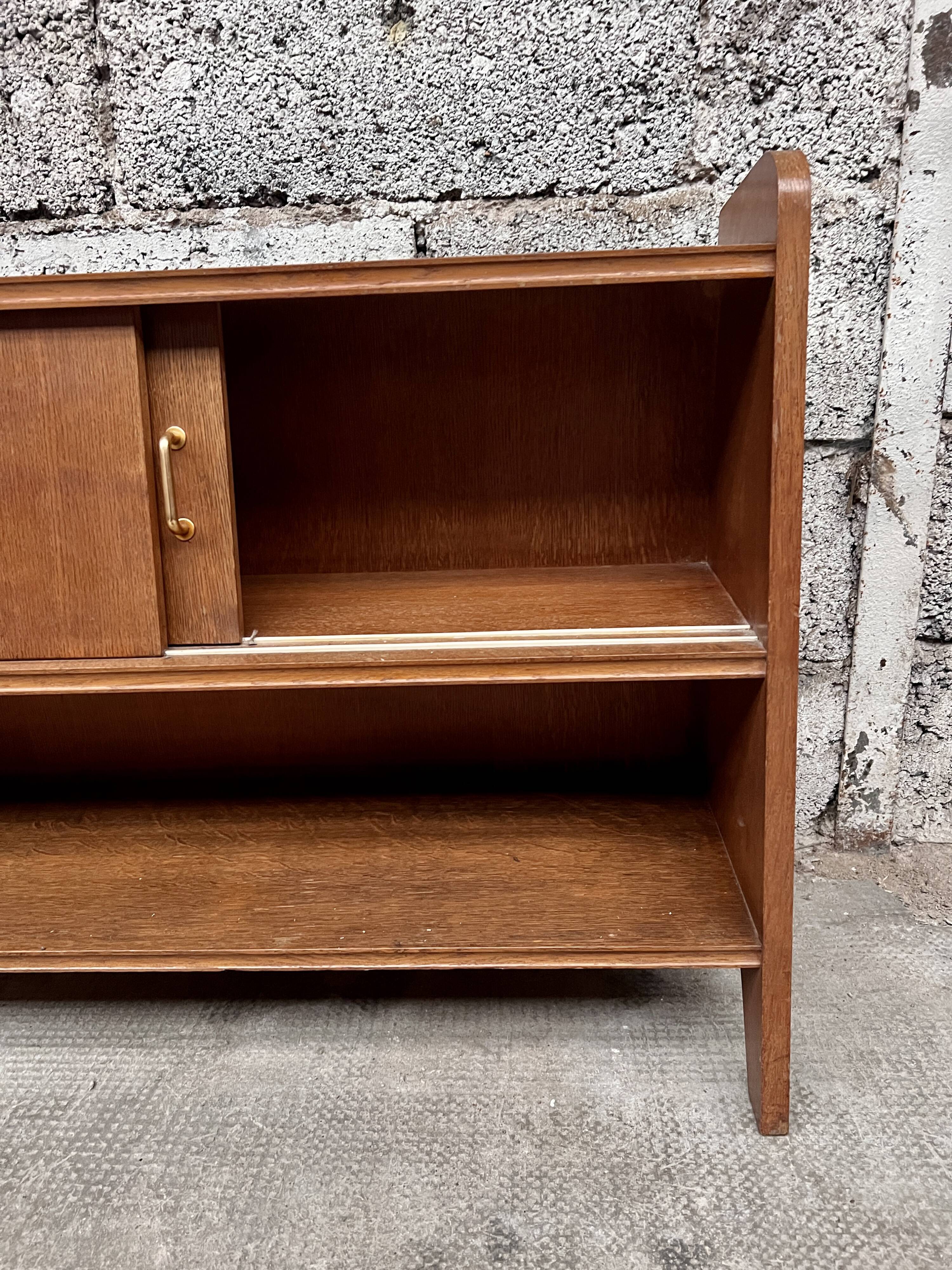 Oak shelf 1950 French modernist