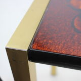 Table d’appoint italienne en laiton et verre des années 1960