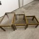 Lot de 3 tables gigogne orme et verre fumé 1970