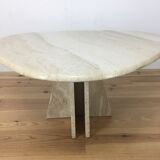 Travertine coffee table goes up and down to jack