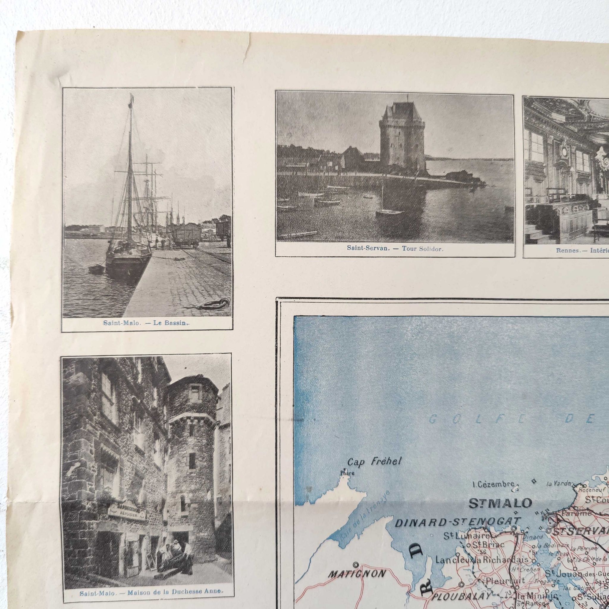 Carte ancienne France Bretagne Rennes St Malo