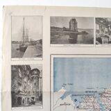 Old map France Brittany Rennes St Malo