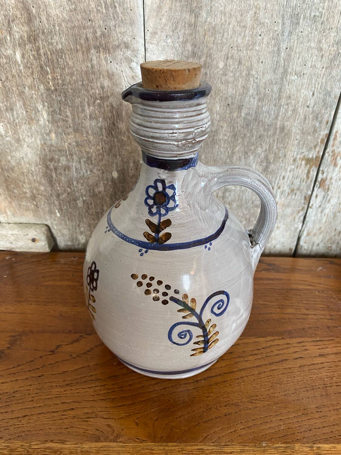 Old grey stoneware bottle brittany decor + vintage cork stopper