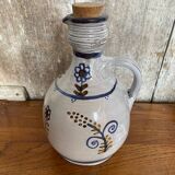 Ancienne bouteille grès gris décor bretagne + bouchon liège vintage