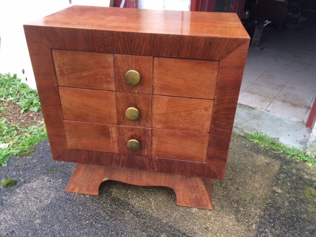 art deco 3-drawer bedside