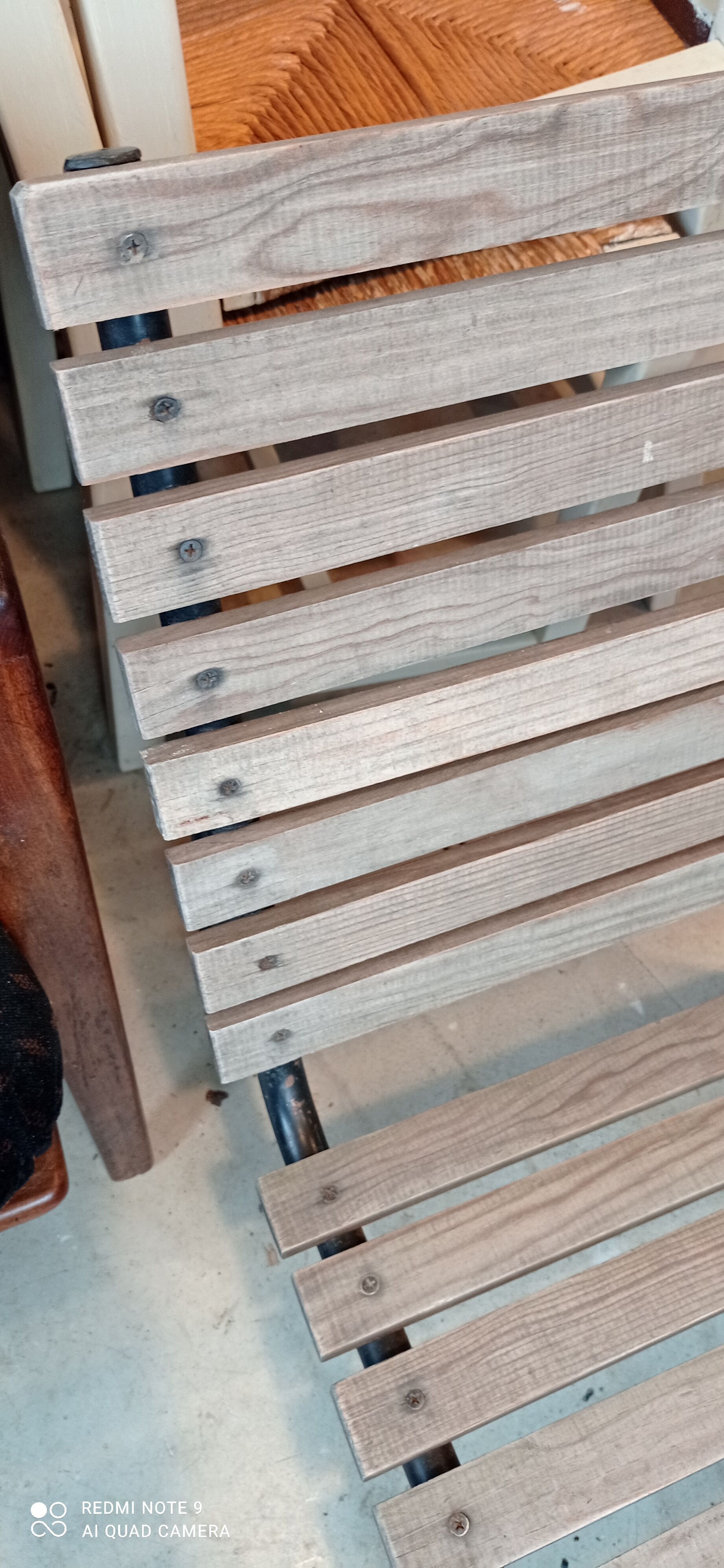 Metal and wood bench