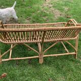 Vintage rattan and bamboo sofa bench