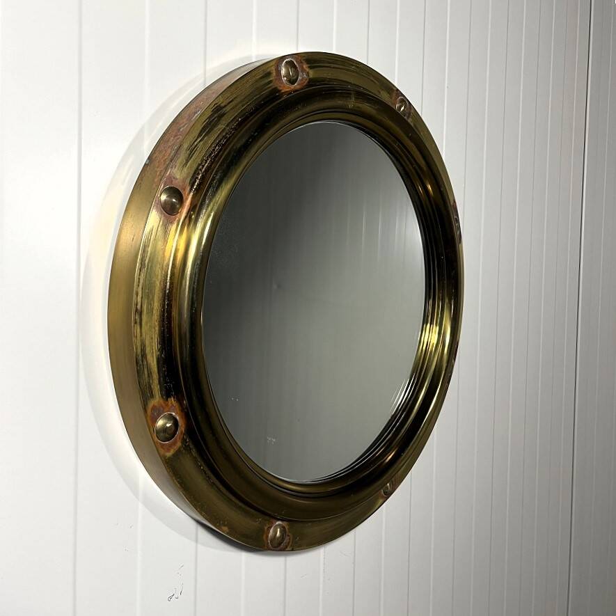 Brass porthole wall mirror Deutsche Werkstätten 1950’s