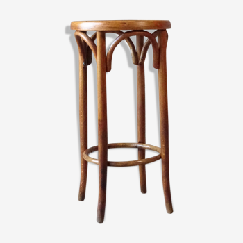 Bistro stool by Fischel 1930, wooden seat