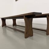 Pair of solid oak benches, winged legs, France, 1970s
