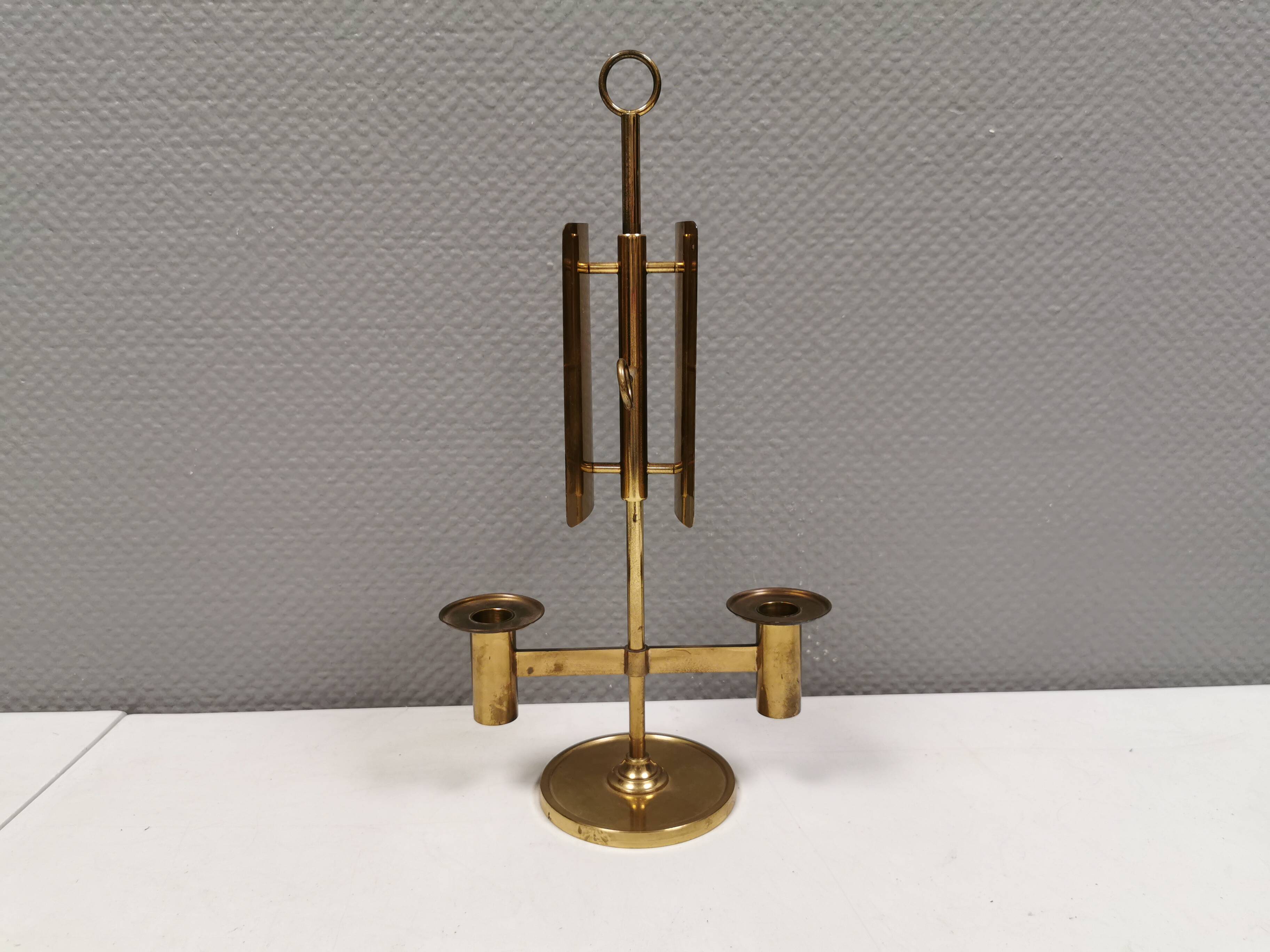 Danish double candle holder in solid brass 1960-70s.