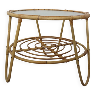 Italian Bamboo & Glass Coffee Table, 1950s
