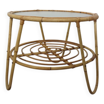Italian Bamboo & Glass Coffee Table, 1950s
