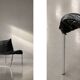 Chaises longues en cuir noir patchwork suédoises modernes du milieu du siècle d'IKEA