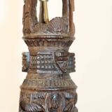 Large African art tower lamp base unique piece