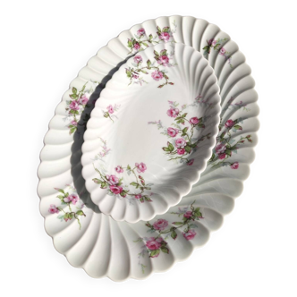 Hollow oval dish and 2 Haviland porcelain bowls, Sylvie model