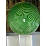 Contemporary Green and Milky-White Sphere Pendant in Murano Glass