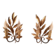 Pair of gold-tone metal leaf wall sconces