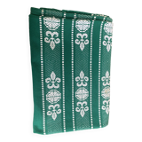 Helena Biarritz tablecloth, made in France, Basque linen, green with white embroidery, Vintage