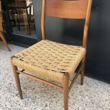 Pair of teak and rope chairs from the 60s
