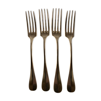 Set 4 fourchettes en métal argenté modèle Baguette