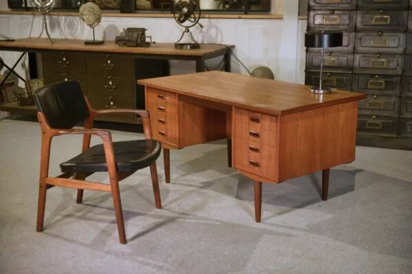 Scandinavian teak desk produced by Samcom Denmark, 1960s