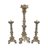 Lot de 3 bougeoirs tripodes en bronze doré