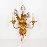 Single large 1960s Italian gilt 'Callas' leaf sconce by Hans Kögl