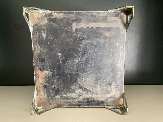 Pot cover in sheet metal and brass Art Nouveau Vienna Secession.