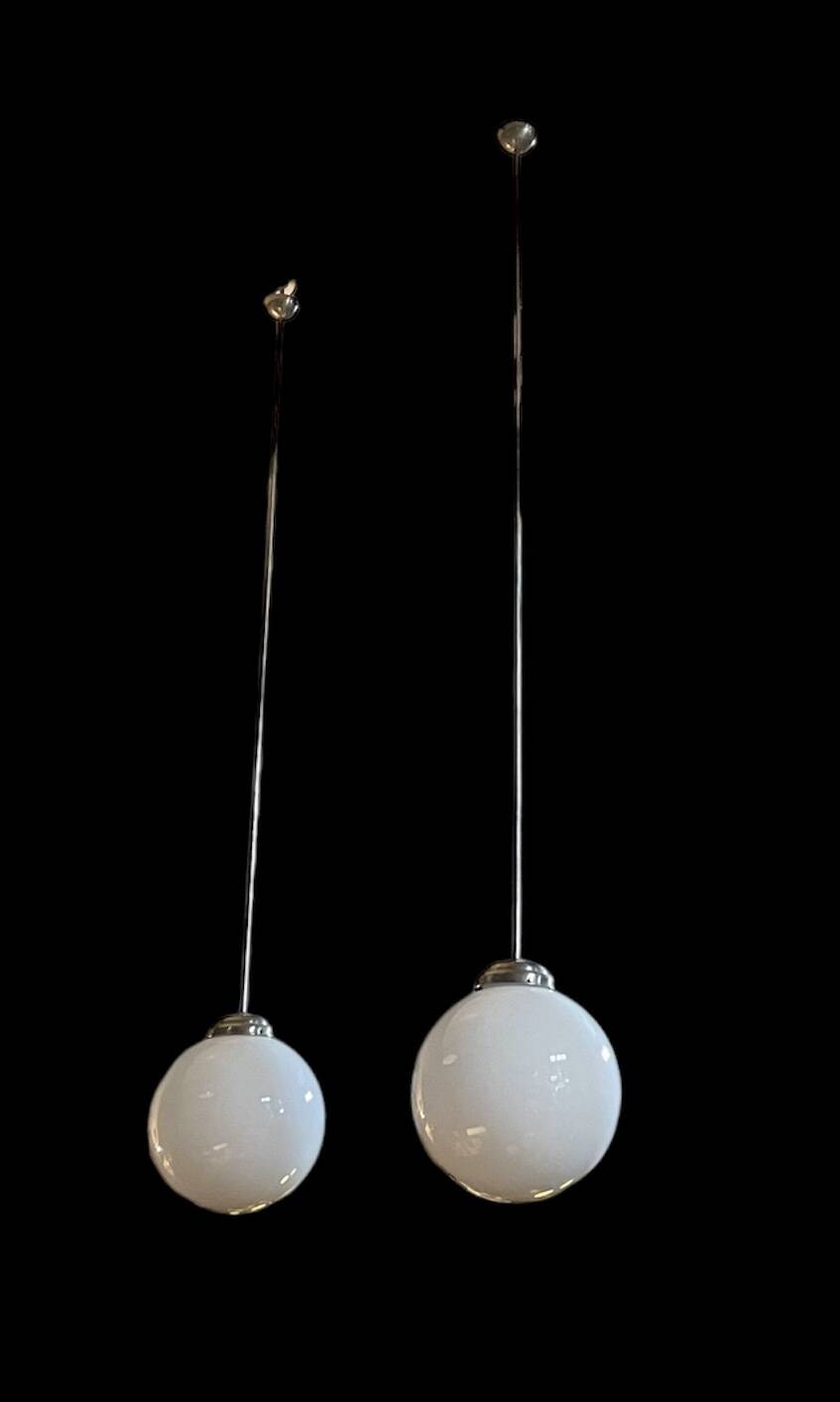 two xxl vintage opaline ball suspension