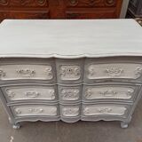 Old patinated curved chest of drawers with 3 drawers
