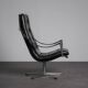 Modernist Black Leather Swivel Lounge Chair, Netherlands, 1960s