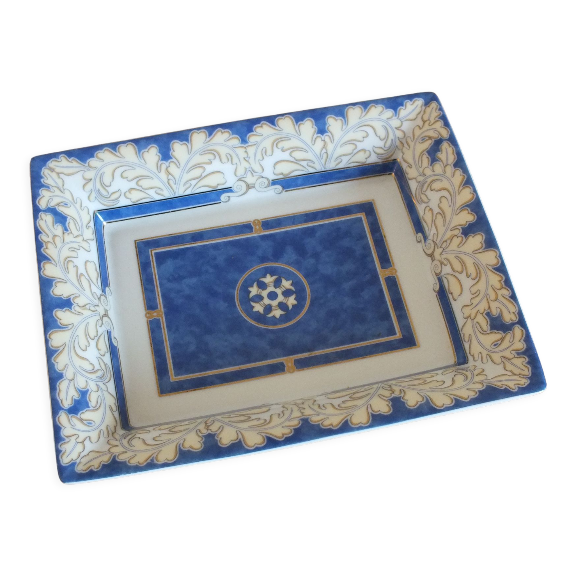 Empty pocket ashtray Christofle porcelain Oceana Blue Aida