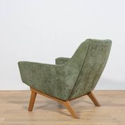 Fauteuil en chêne et tissu vert, Danemark, années 1960