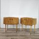 Pair of 1950s maple nightstands with mirrored tops