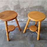 Brutalist wooden tripod stool