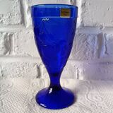 6 vintage LUMINARC France cobalt blue ice cream cups, "gourmet" model