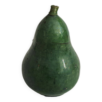 Ancienne tirelire à casser en forme de poire terre cuite vernissée